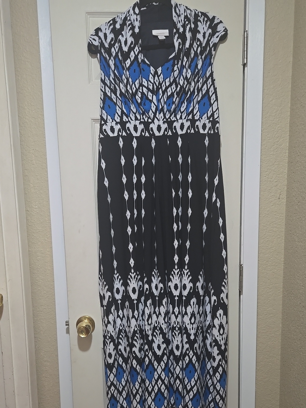 Chico's Black, White & Blue Printed Maxi Dress